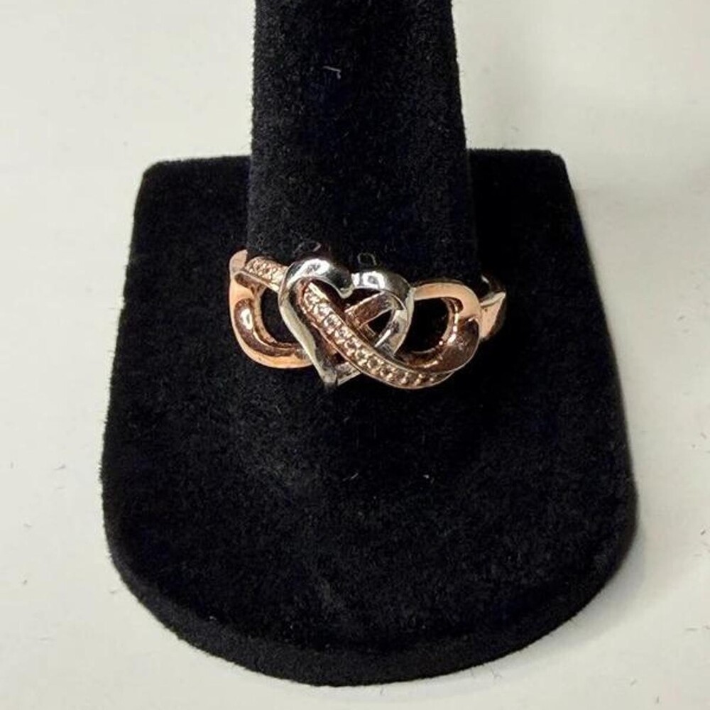 Two-Tone Rose Gold & Silver Infinity Heart Ring Size 9